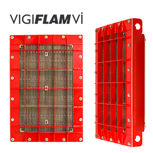 Dispositif Vigiflam VI de protection contre les explosions en métal rouge