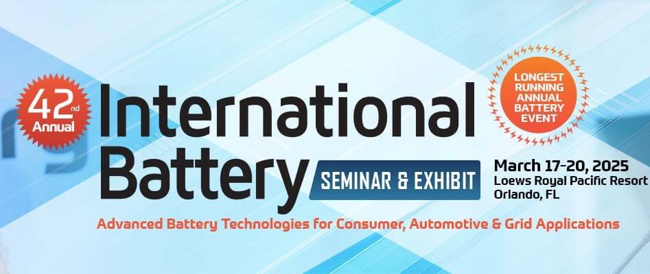 Banner for the 42nd Annual International Battery Seminar & Exhibit